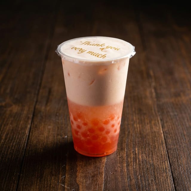 Sunset Swell (Strawberry & Mango) Boba Tea.